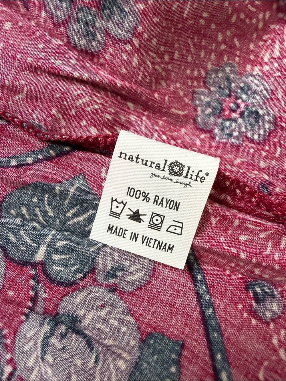Natural Life Addie Midi Skirt XS NWT Red Batik Bandana Rayon Side Slit